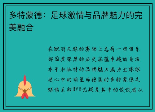 多特蒙德：足球激情与品牌魅力的完美融合